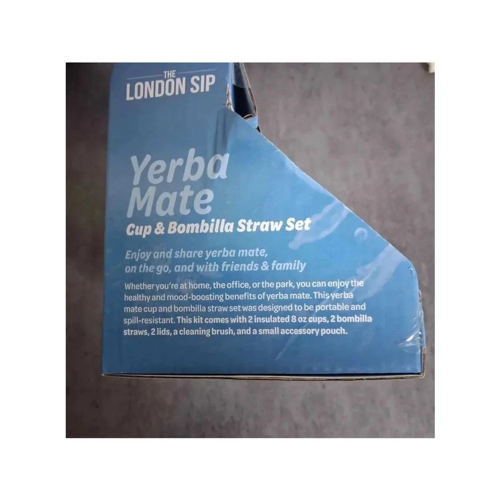The London Sip Yerba Mate Cup and Bombilla Straw Set Red 8oz Insulated  Kit